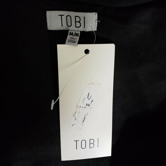 TOBI Womens Jacket Medium Drapey Waterfall Open Front Pockets Black Tencel Blend - Picture 6 of 10